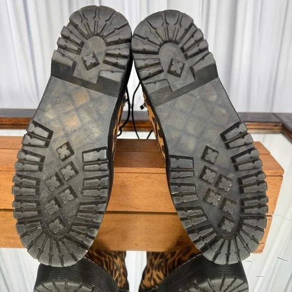 Leopard Print Platform Combat Boots - Brown - Picture 5 of 10